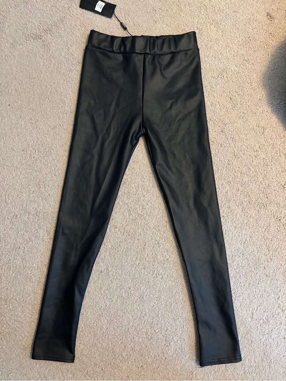 Venti6 Black Faux Leather Leggings